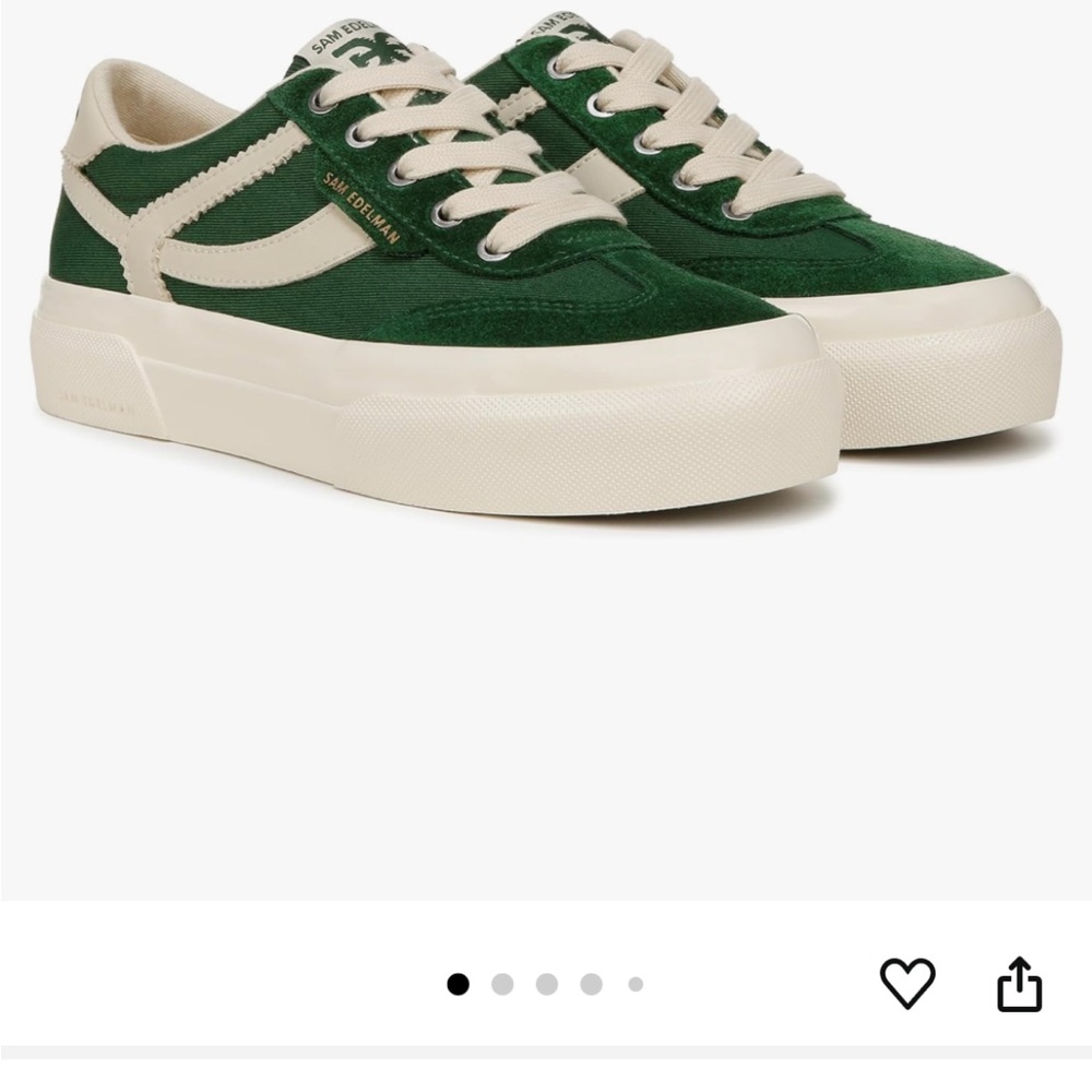 Sam Edelman Forest Green and Cream Simone Sneakers